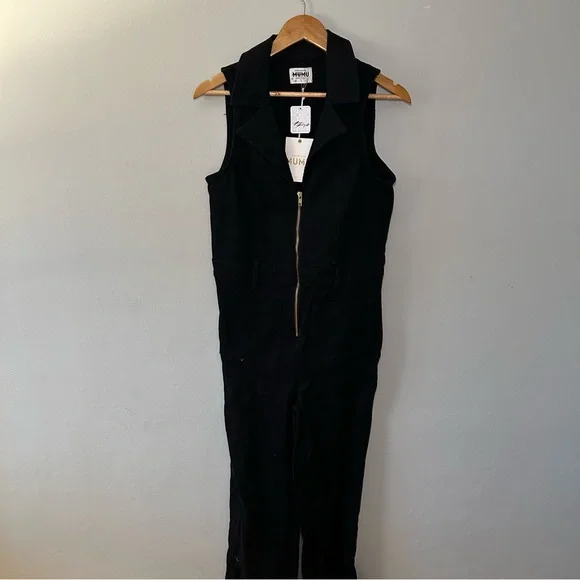 Show Me Your MuMu Black Sleeveless Zip-Front Jumpsuit with Belt - Picture 2 of 6